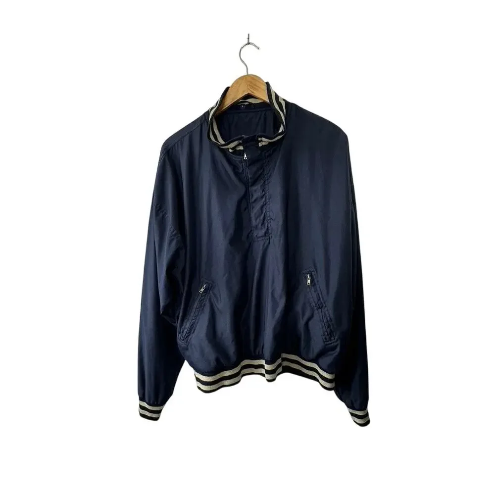 Vintage Winner Mate Microfiber Navy Blue 1/4 Zip Pullover Jacket Men's Large